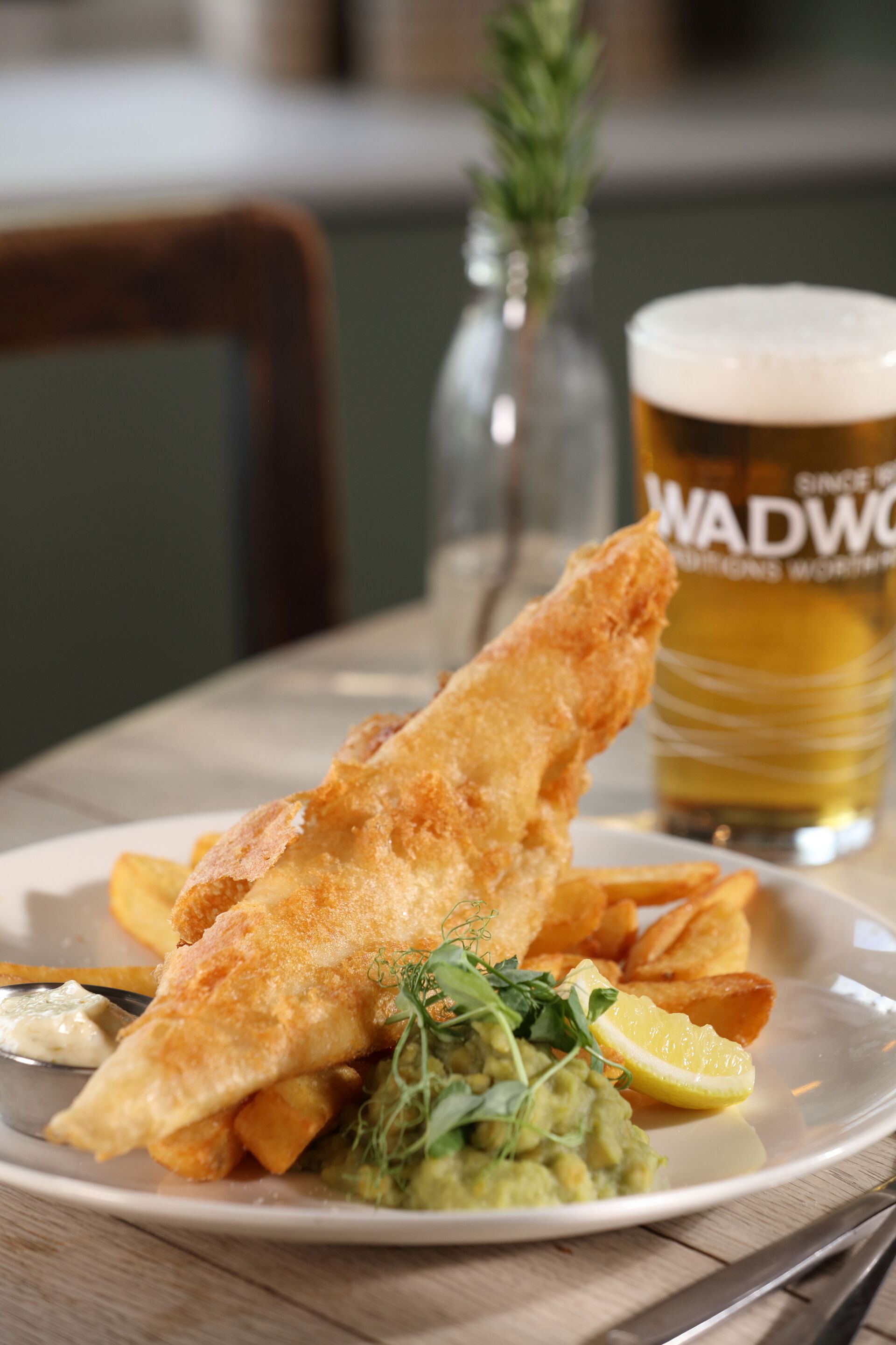 Fish and Chips and a pint of Wadworth 6X